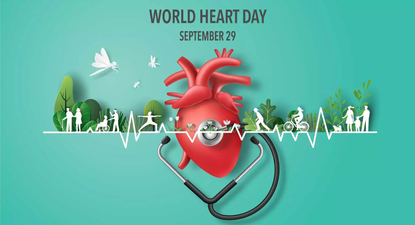 Isolated world heart day logo Royalty Free Vector Image